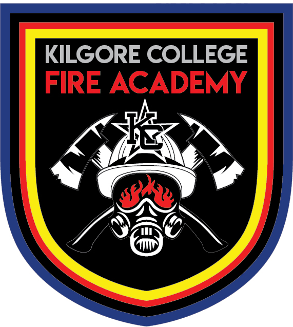 Fire Academy logo with helmet, mask, and axes