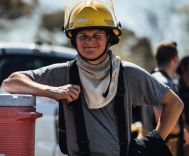 Fire Academy student taking a break from fire training